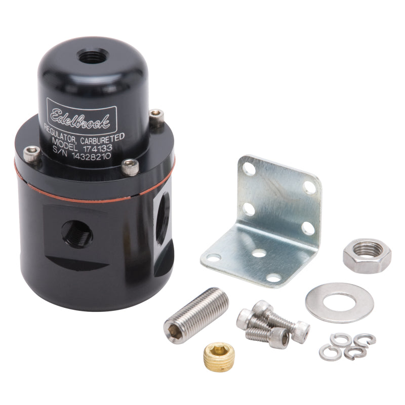 Edelbrock 174133 Fuel Pressure Regulator Carbureted 160 GPH 5-10 PSI 3/8In In/Out 3/8In Return Black