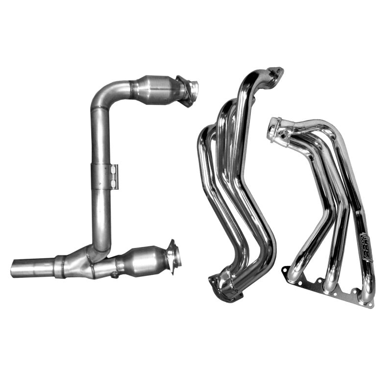 BBK 4050 fits Jeep 07-11 3.8 V6 Long Tube Exhaust Headers And Y Pipe And Conver