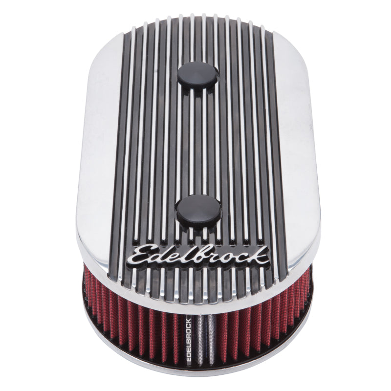Edelbrock 4272 Air Cleaner Elite II Oval Dual-Quad Carbs 2 5In Red Element Polished
