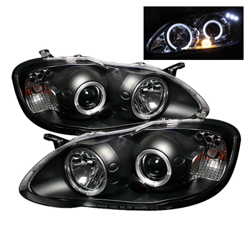 Spyder 5011787 fits Toyota 03-08 Corolla Projector Headlights LED Halo- LED Blk