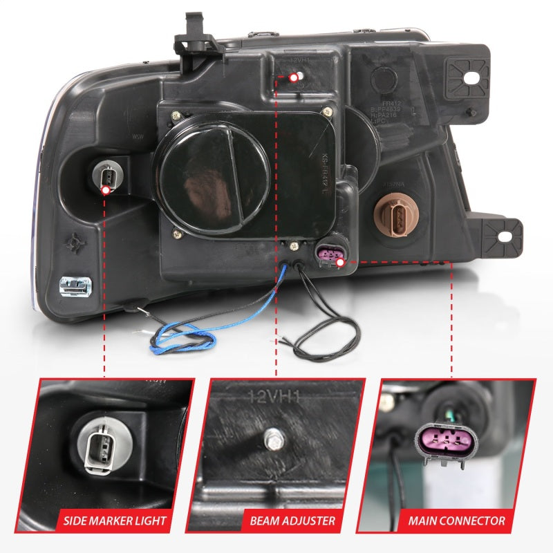 ANZO 111028 2008 fits Ford 04-20 F-150 Projector Headlights w/ Halo and LED Black