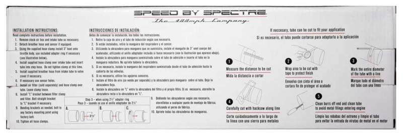 Spectre 8219K Universal Intake Tube Kit 3in. - Aluminum - Black