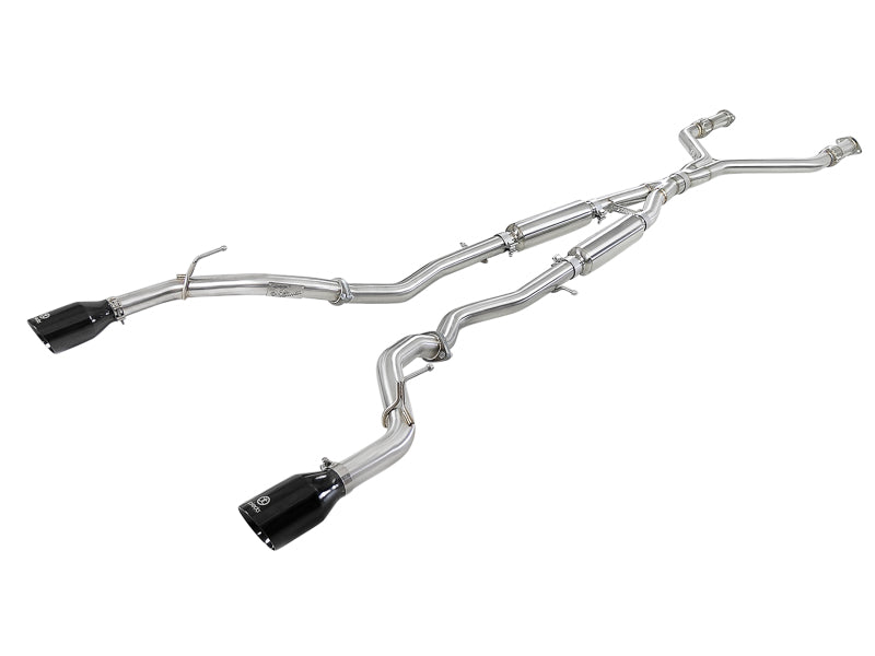 AFE 49-36134NM-B Takeda 2.5in 304 SS CB Exhaust w/ Black Tips 17-19 fits Infini
