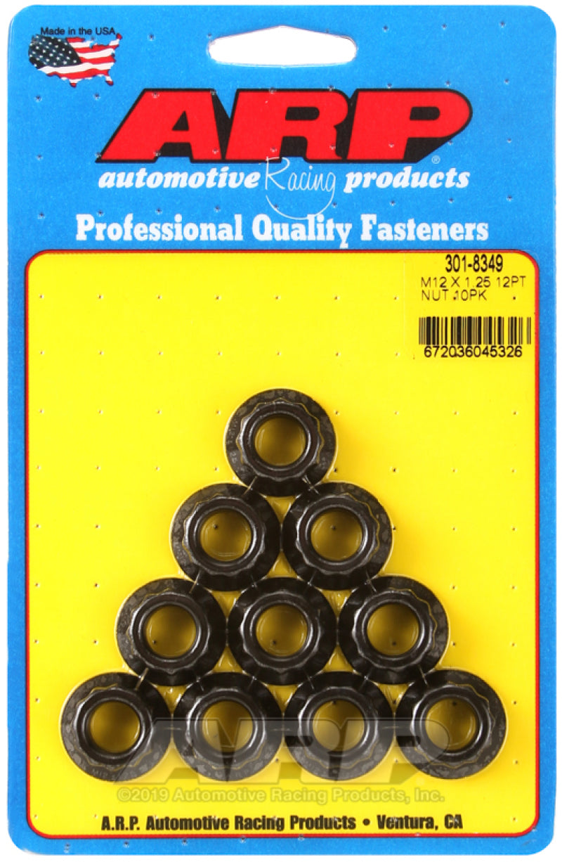 ARP 301-8349 M12 X 1.25 12pt nut kit 8740 Chrome Moly (Pack of 10)