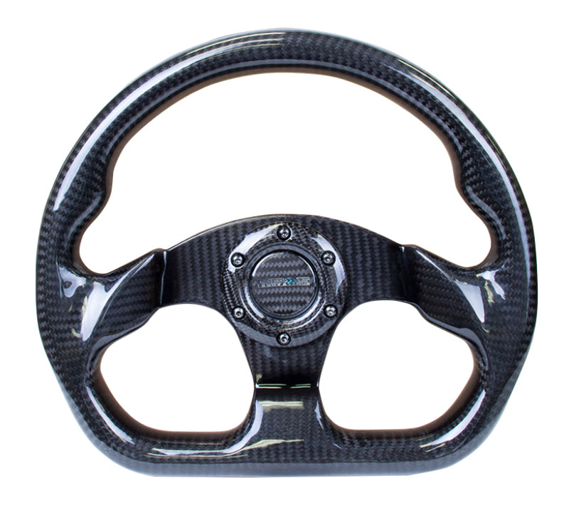 NRG ST-009CF ST-009CF/BK Carbon Fiber Steering Wheel Flat Bottom w/Shiny Black