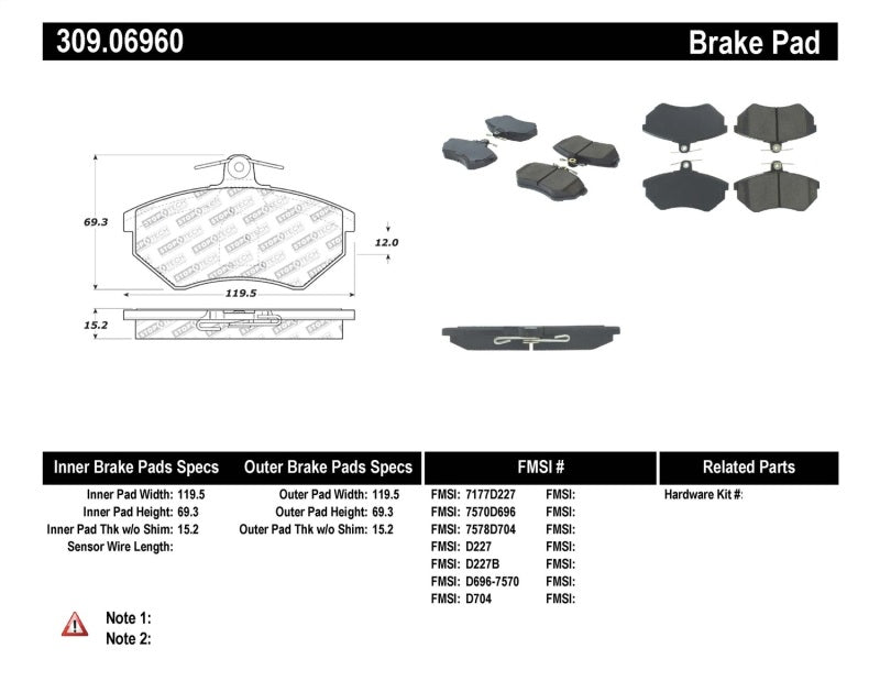 Stoptech 309.0696 Performance Brake Pads