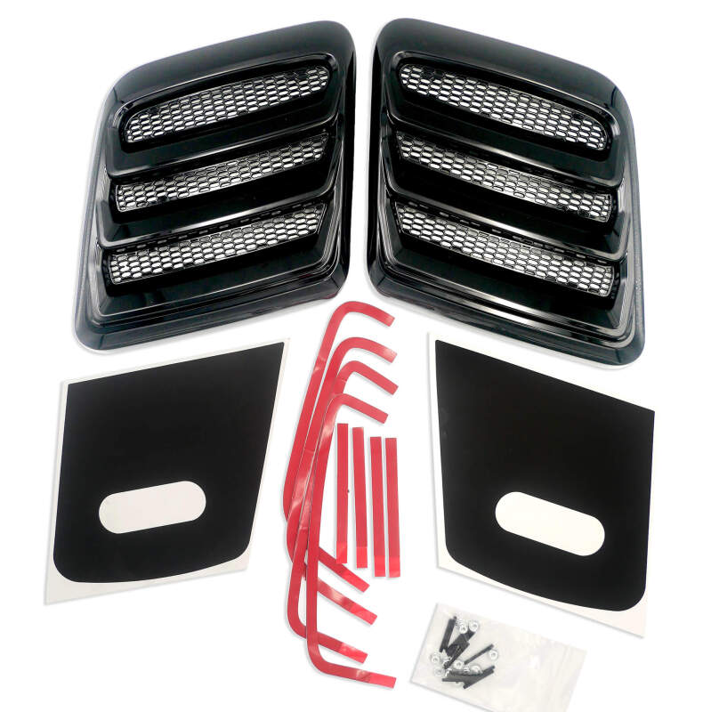 Roush 422325 2018-2023 fits Mustang Hood Heat Extractors - Gloss Black