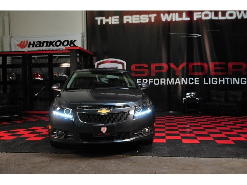 Spyder 5037916 fits Chevy 11-14 Cruze Projector Headlights LED Halo -DRL Blk Hi