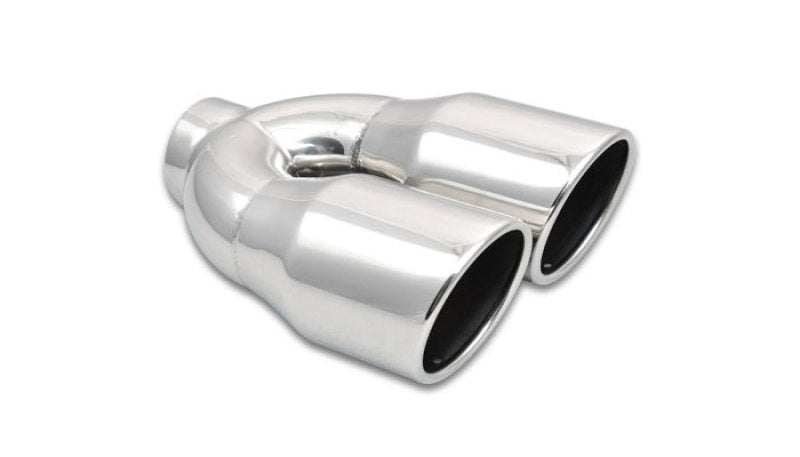 Vibrant 1326 2.5in ID Dual 3.5in OD Round SS Exhaust Tip (Single Wall Angle Cut)