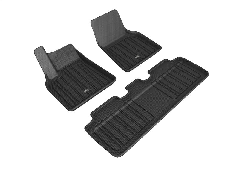 3D MAXpider 2021 fits Tesla 20-20 Model Y Elitect 1st & 2nd Row Floormats - Bla