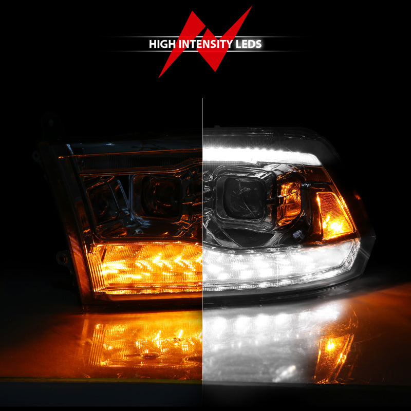 ANZO 111627A 09-19 fits Dodge RAM 1500 / 10-18 2500/3500 LED Proj Headlights SeqSig Chrome - Pair