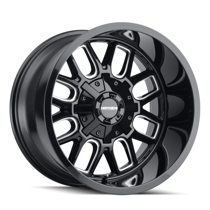 Mayhem 8107-2970BM 8107 Cogent 20x9 / 8x170 BP / 0mm Offset / 125.2mm Hub Gloss Black Milled Wheel