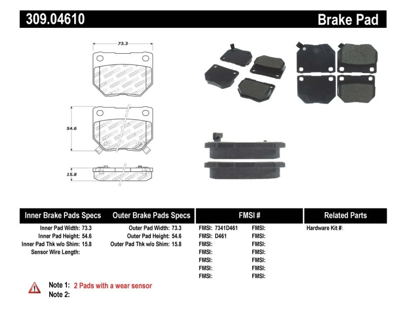 Stoptech 309.0461 Performance 06-07 WRX Rear Brake Pads