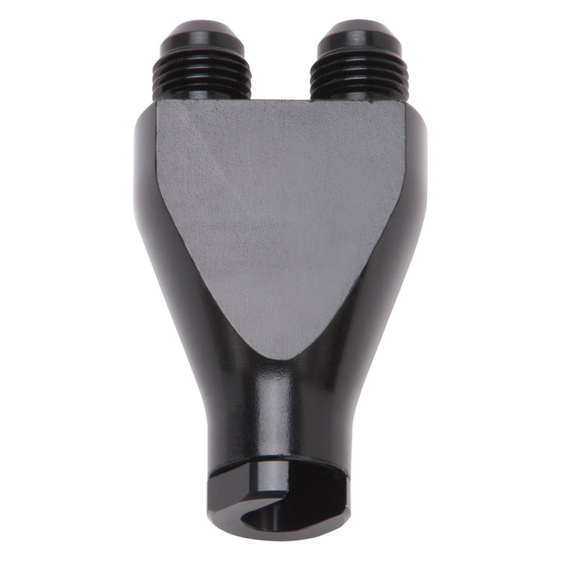 Russell 644143 Performance Billet Y-Block Adapter 3/8in SAE Qick Disconnect (2) -6AN Male Flare Black