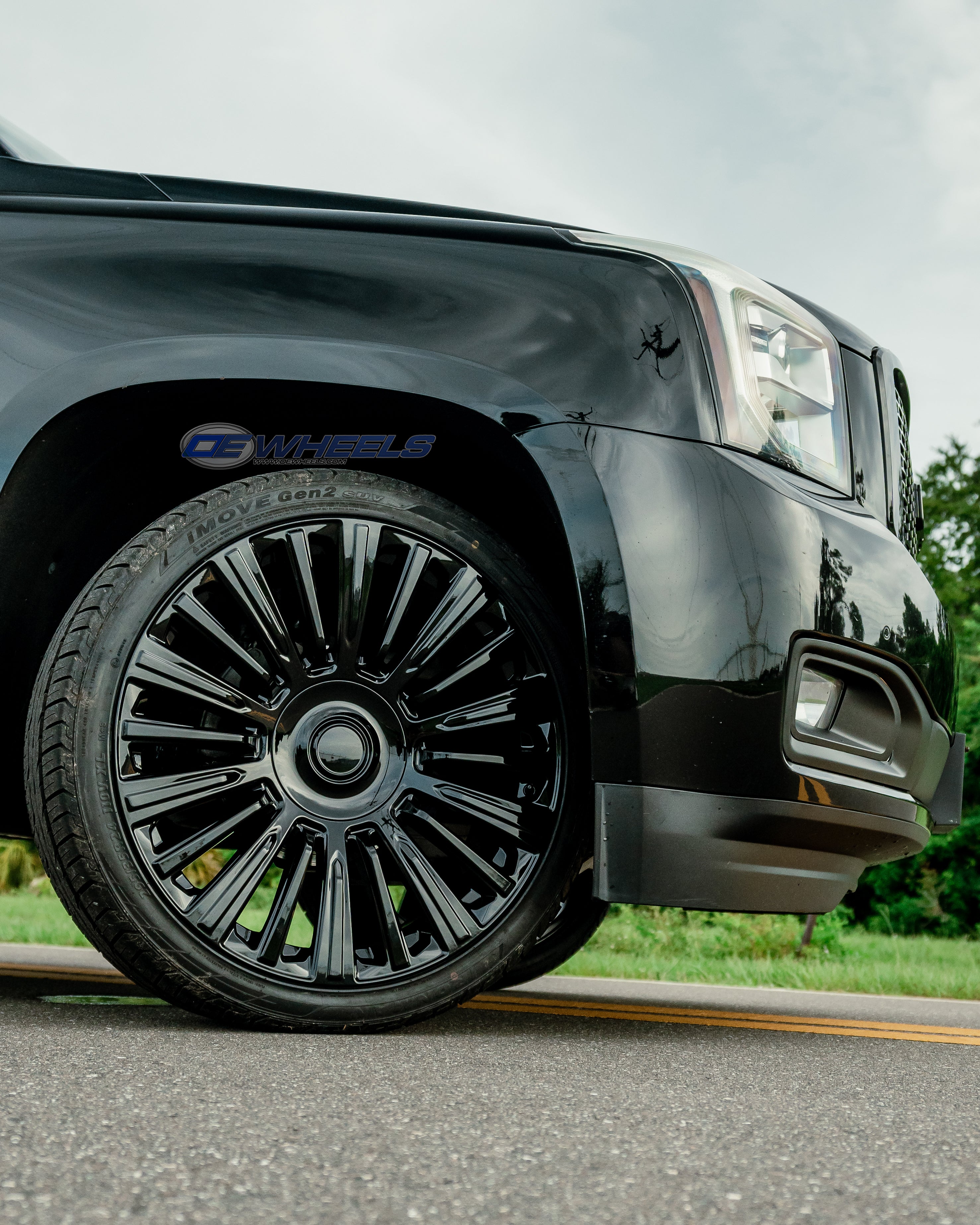 OE Wheels CA92-24100-6550-28B1 24" Replica fits Cadillac Escalade - Satin Black