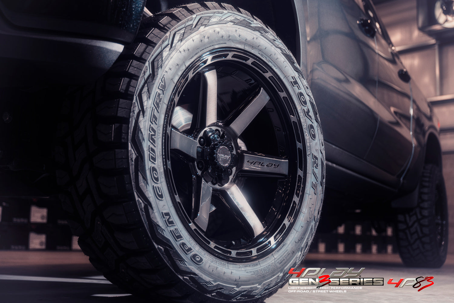 4PLAY 4P63-20100-5D55-18BBT Gen3 20x10 5x5" & 5x5.5" -18et in Brushed Black