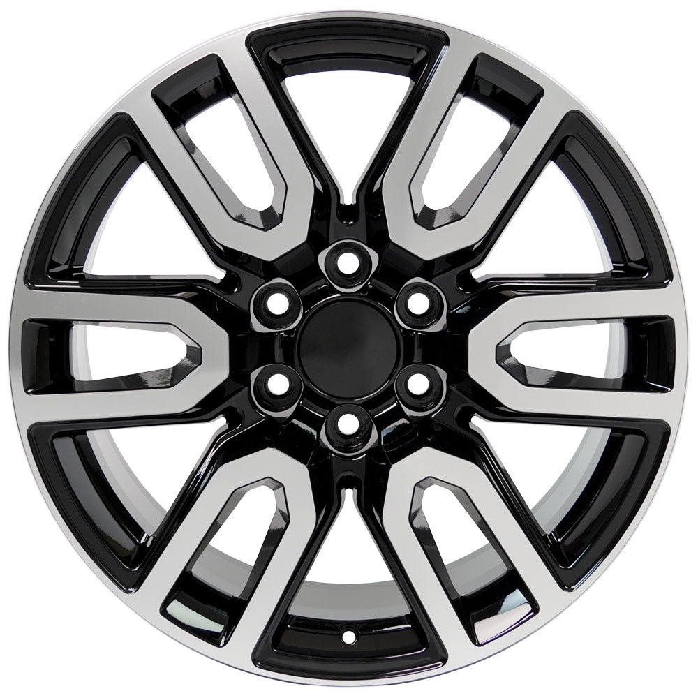 OE Wheels CV36-20090-6550-28MB 20" Replica fits GMC Sierra 20x9 Black Machined