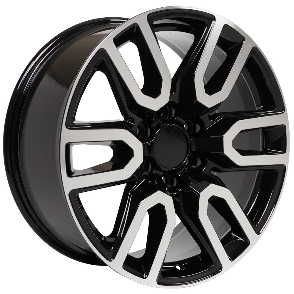 OE Wheels CV36-20090-6550-28MB 20" Replica fits GMC Sierra 20x9 Black Machined