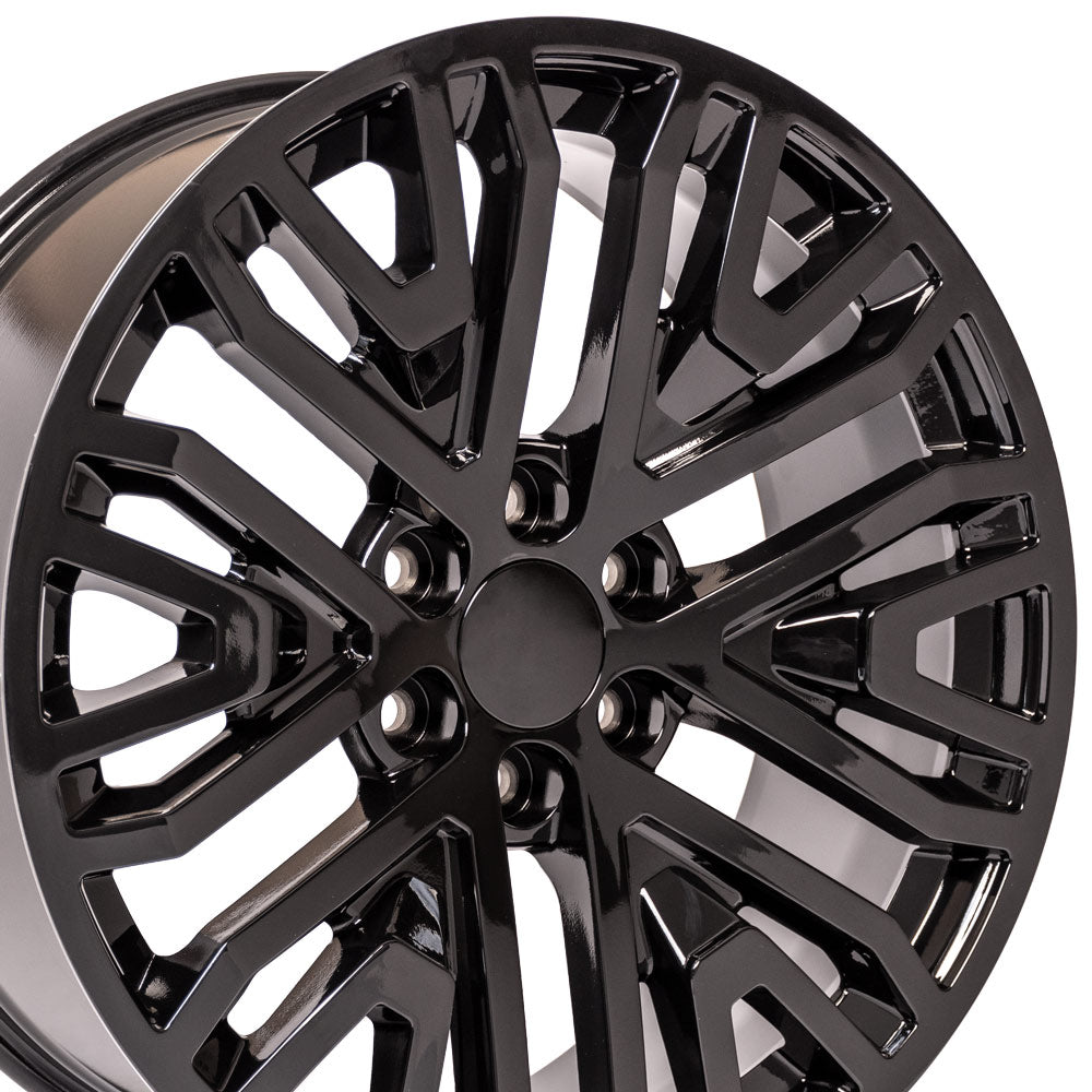 OE Wheels CV37-22090-6550-28B 22" Replica CV37 fits GMC Sierra 22x9 Black