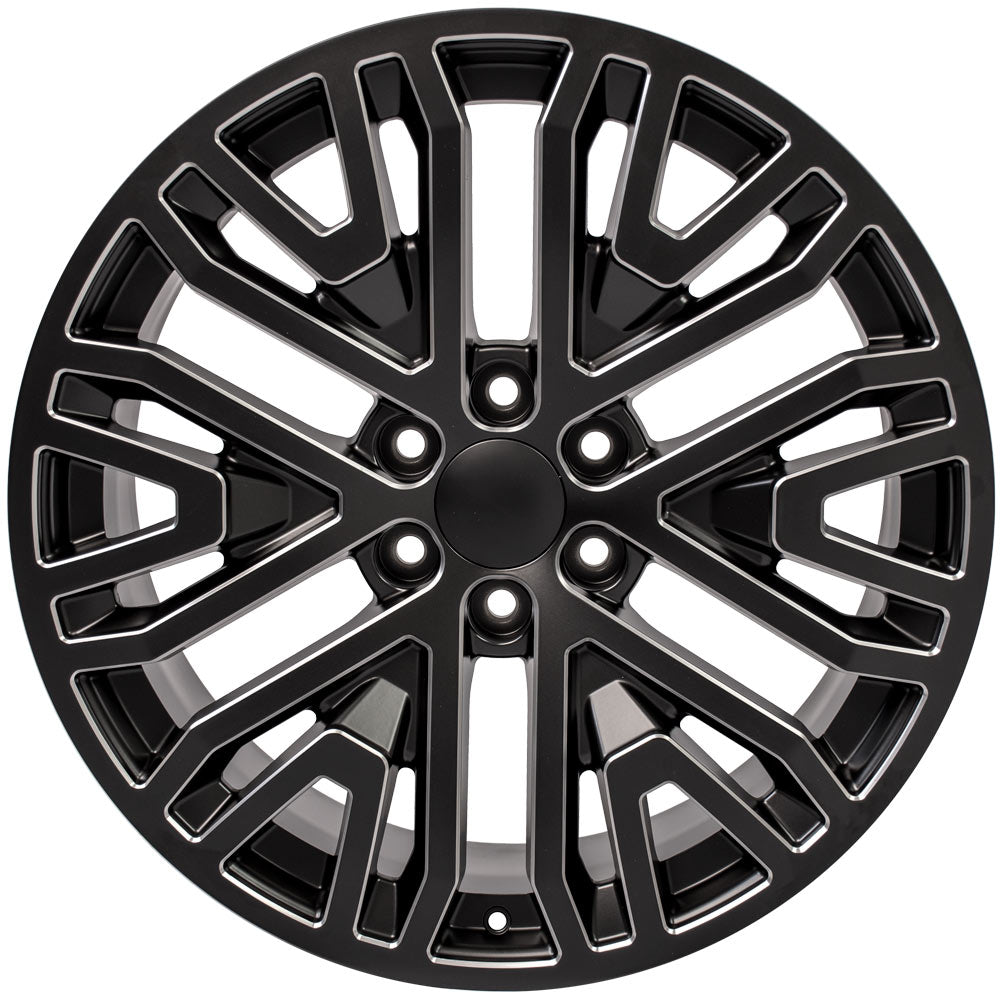 OE Wheels CV37-22090-6550-28B 22" Replica CV37 fits GMC Sierra 22x9 Black