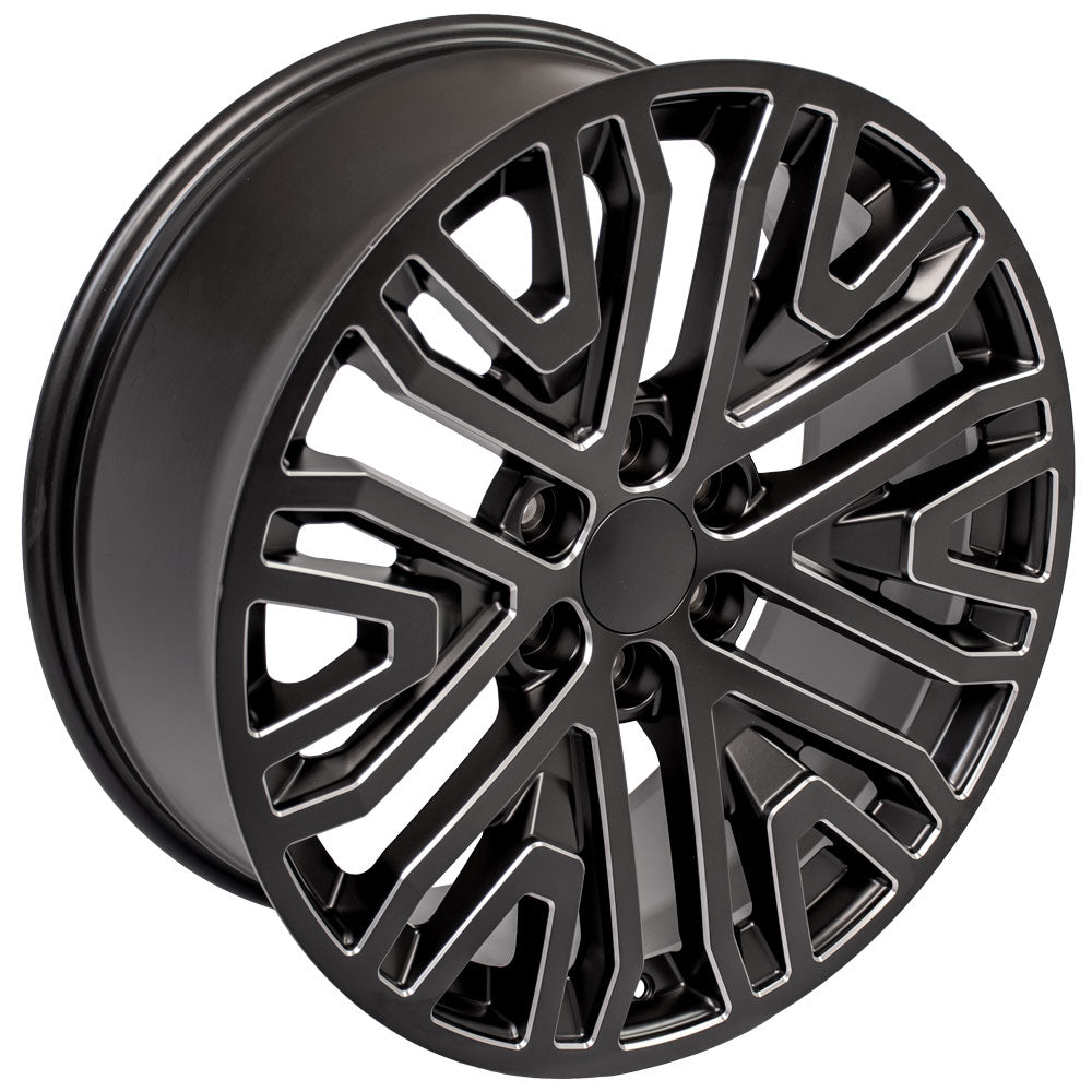 OE Wheels CV37-22090-6550-28B 22" Replica CV37 fits GMC Sierra 22x9 Black