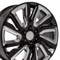 OE Wheels CV39-22090-6550-28B-ic 22" Replica fits GMC Sierra Black and Chrome