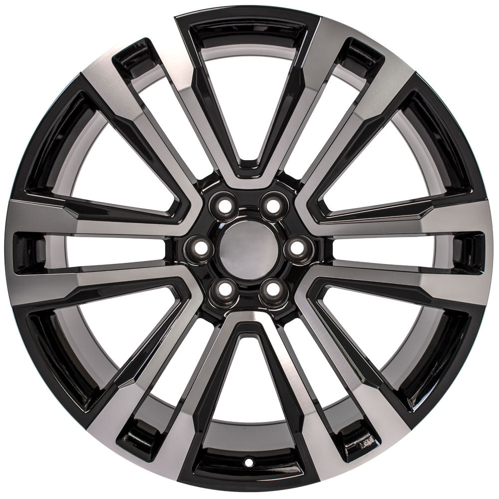 OE Wheels CV44-22090-6550-24MB 22" Replica CV44 fits GMC Yukon 22x9 Black Mach'd