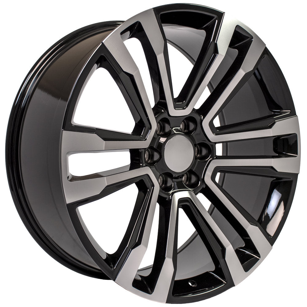 OE Wheels CV44-22090-6550-24MB 22" Replica CV44 fits GMC Yukon 22x9 Black Mach'd