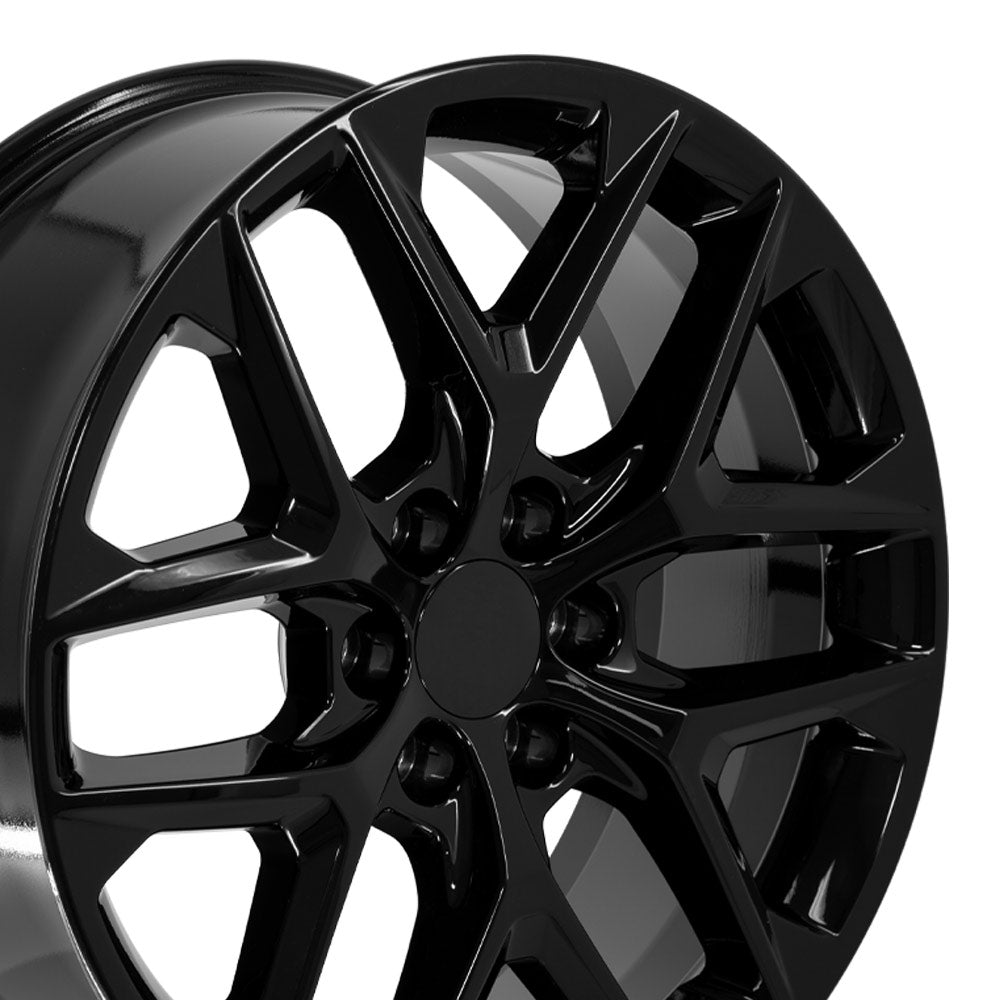 OE Wheels CV62-22090-6550-28B 22" Replica fits Chevrolet Silverado Gloss Black