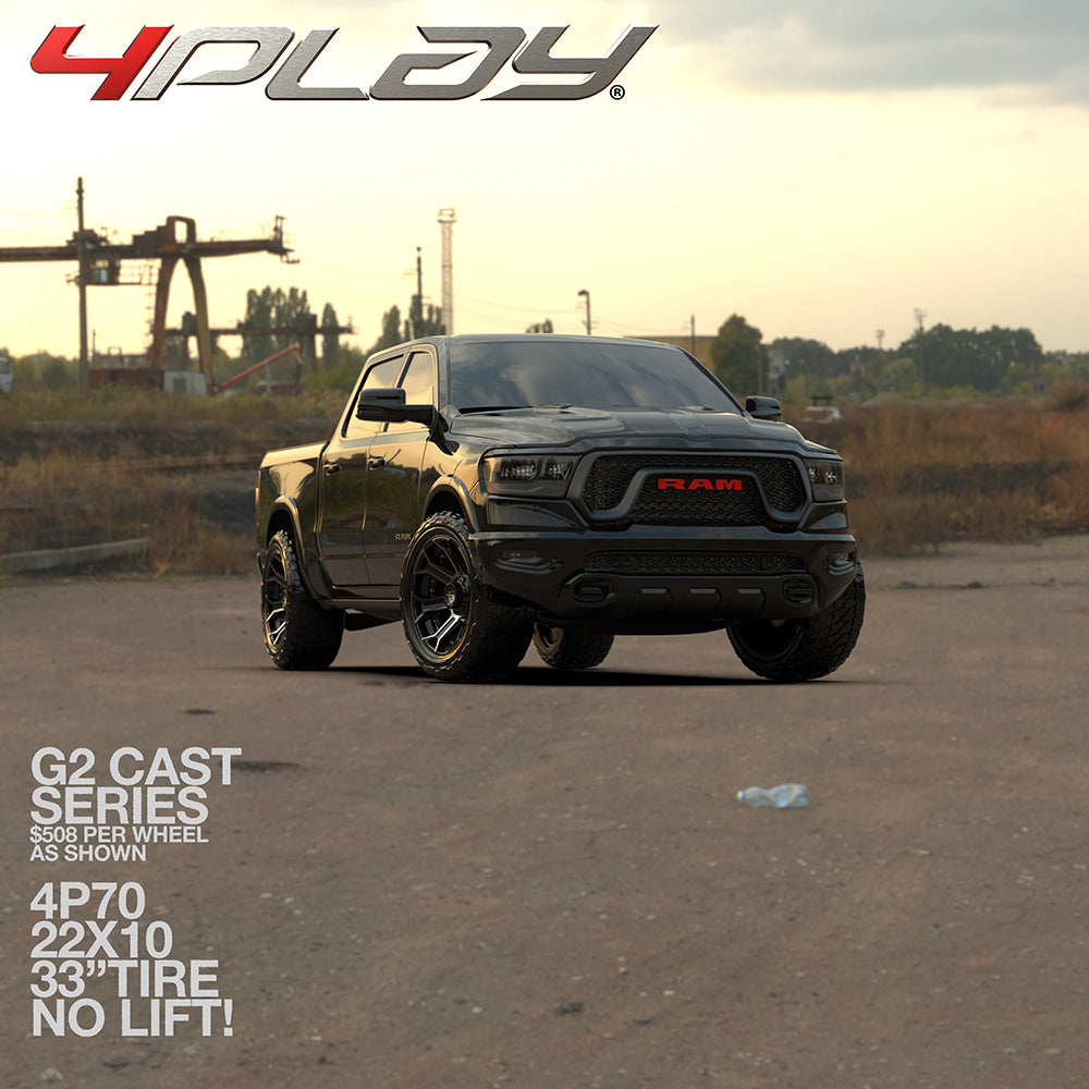 4PLAY 4P70-22100-5D55-24BBT-FX 22x10 fits Ram-Dodge-Jeep-GM-Ford Black Rim