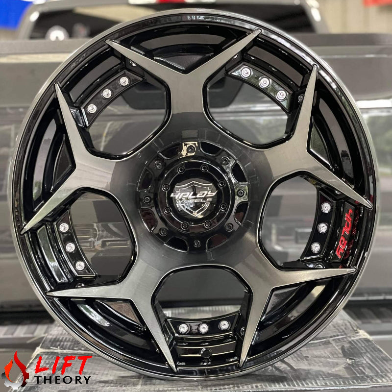 4PLAY 4P50-20100-8170-24BBT 20x10 Wheel fits Ford 4P50 Brushed Black Rim
