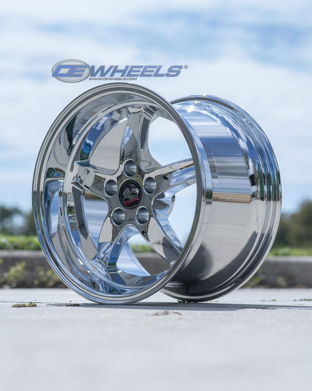 OE Wheels FR04B-D17105-5450-27C 17" Replica Fits Ford Mustang Cobra Rim Chrome