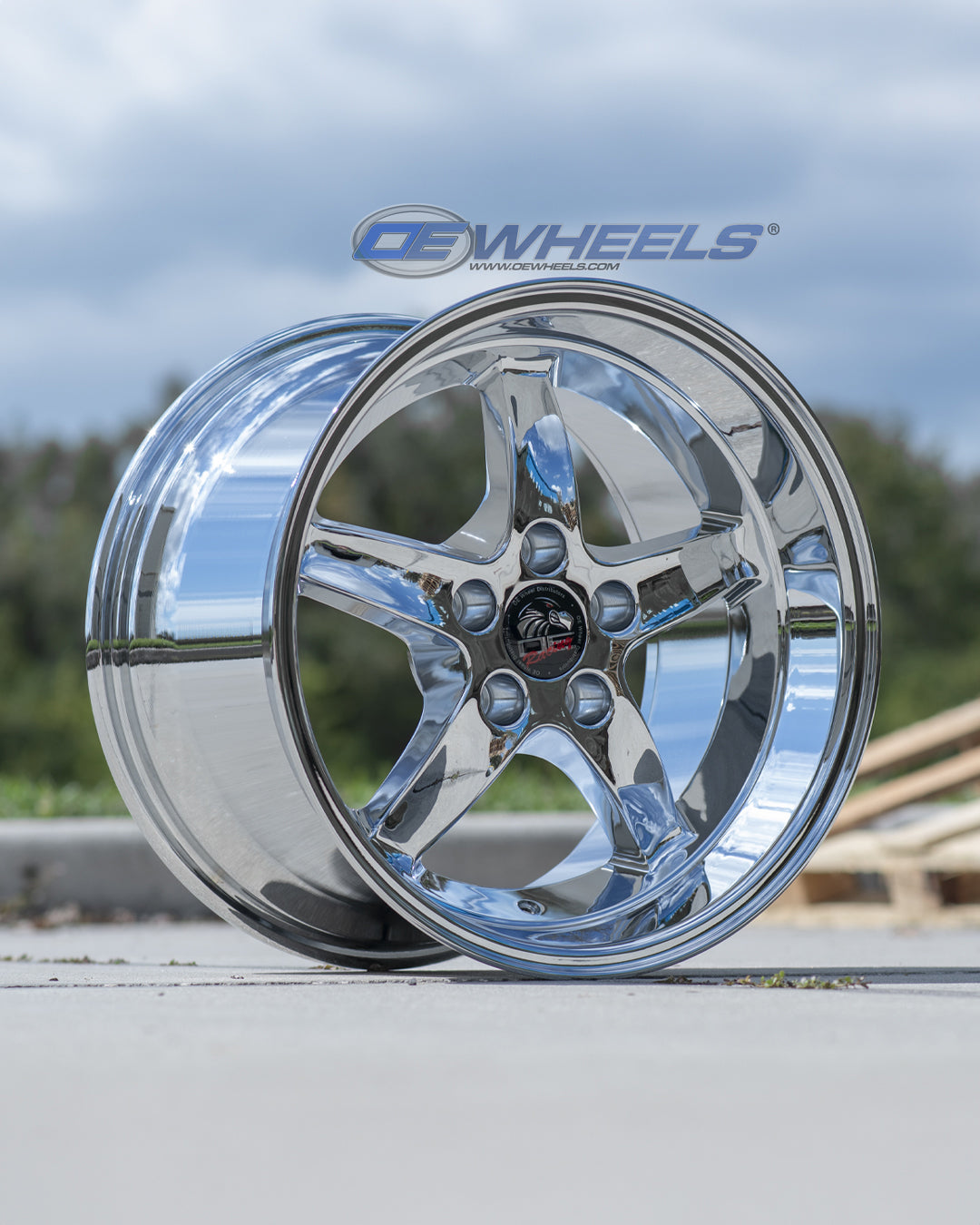 OE Wheels FR04B-D17105-5450-27C 17" Replica Fits Ford Mustang Cobra Rim Chrome