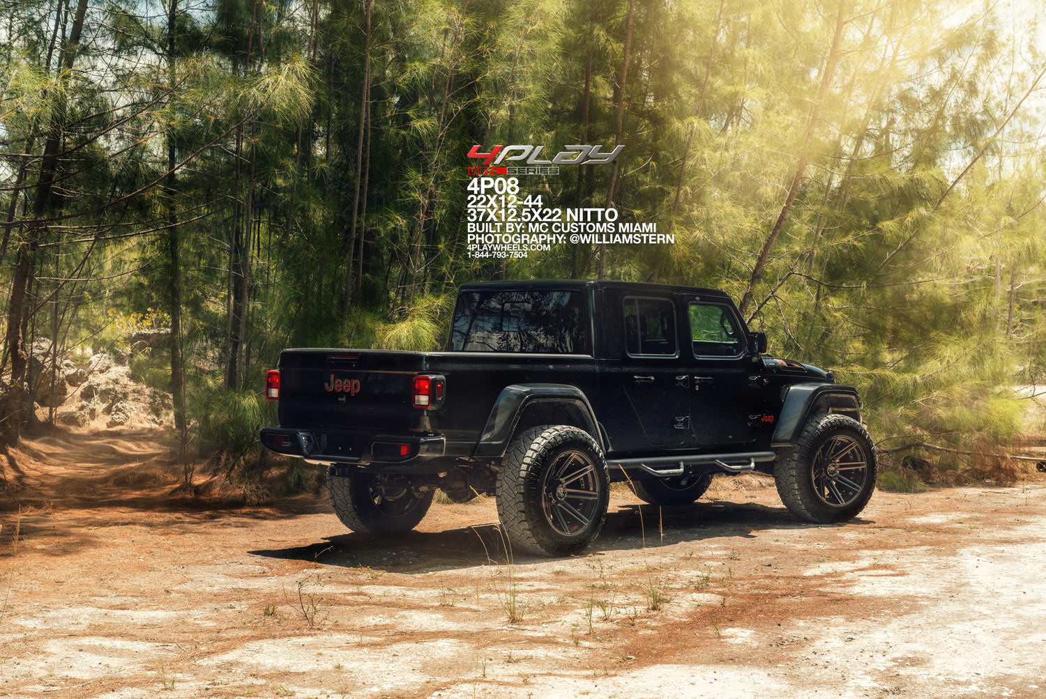 4PLAY 4P08-22120-5D55-44BBT 22x12 fits Ram-Dodge-Jeep-GM-Ford Brushed Black Rim