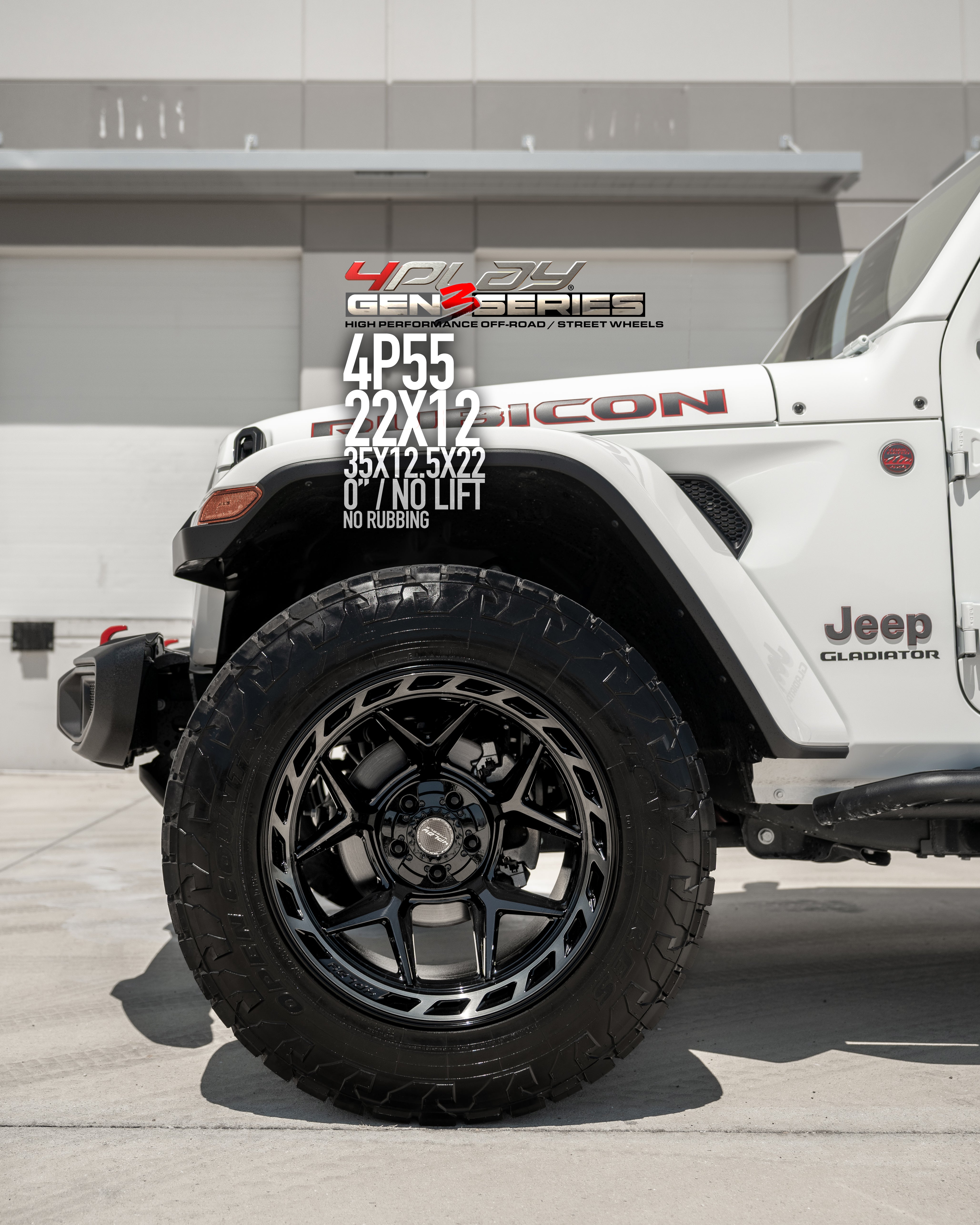 4PLAY 4P55-20100-5D55-18BBT Gen3 20x10 5x5" & 5x5.5" -18et in Brushed Black