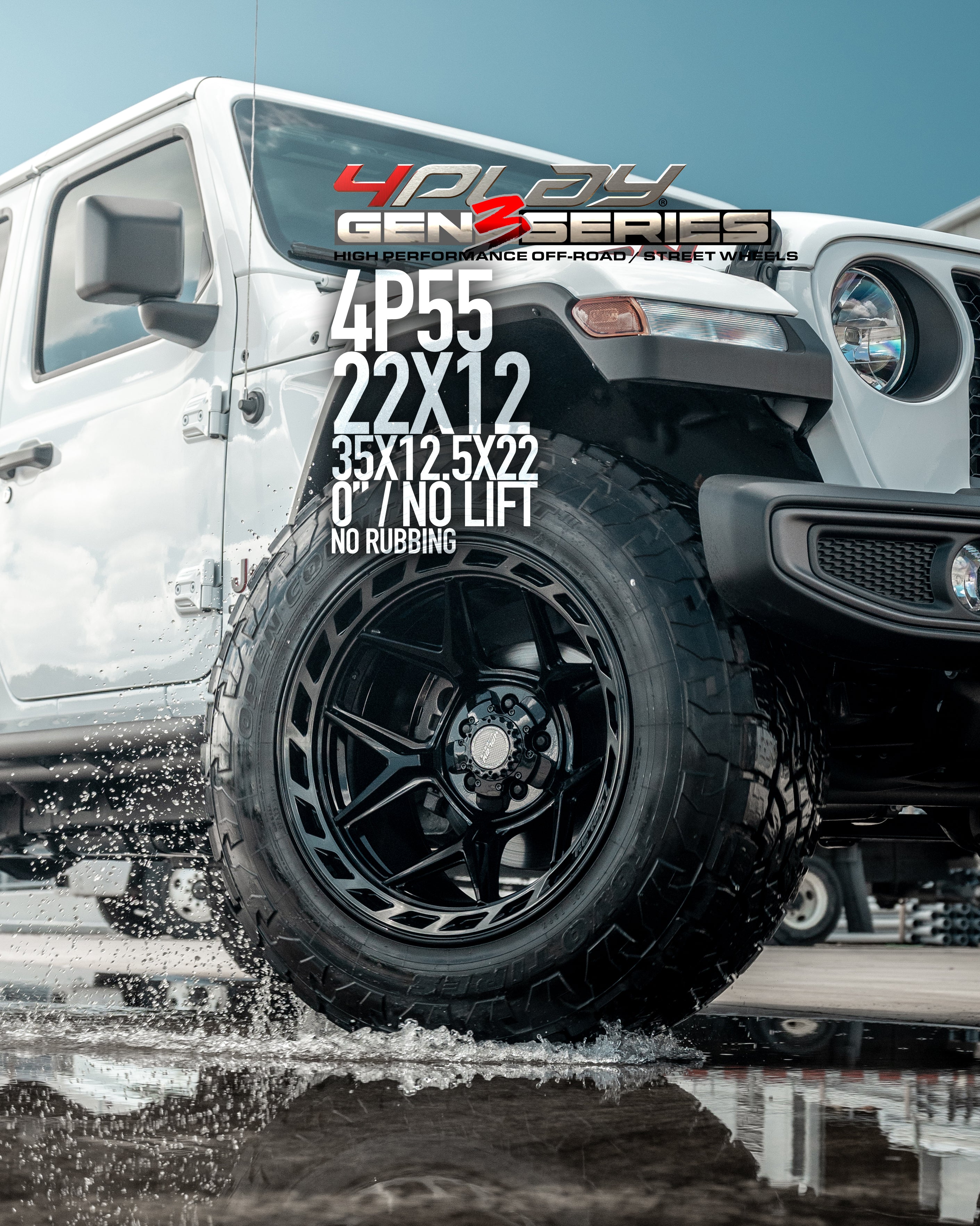 4PLAY 4P55-20100-5D55-18BBT Gen3 20x10 5x5" & 5x5.5" -18et in Brushed Black