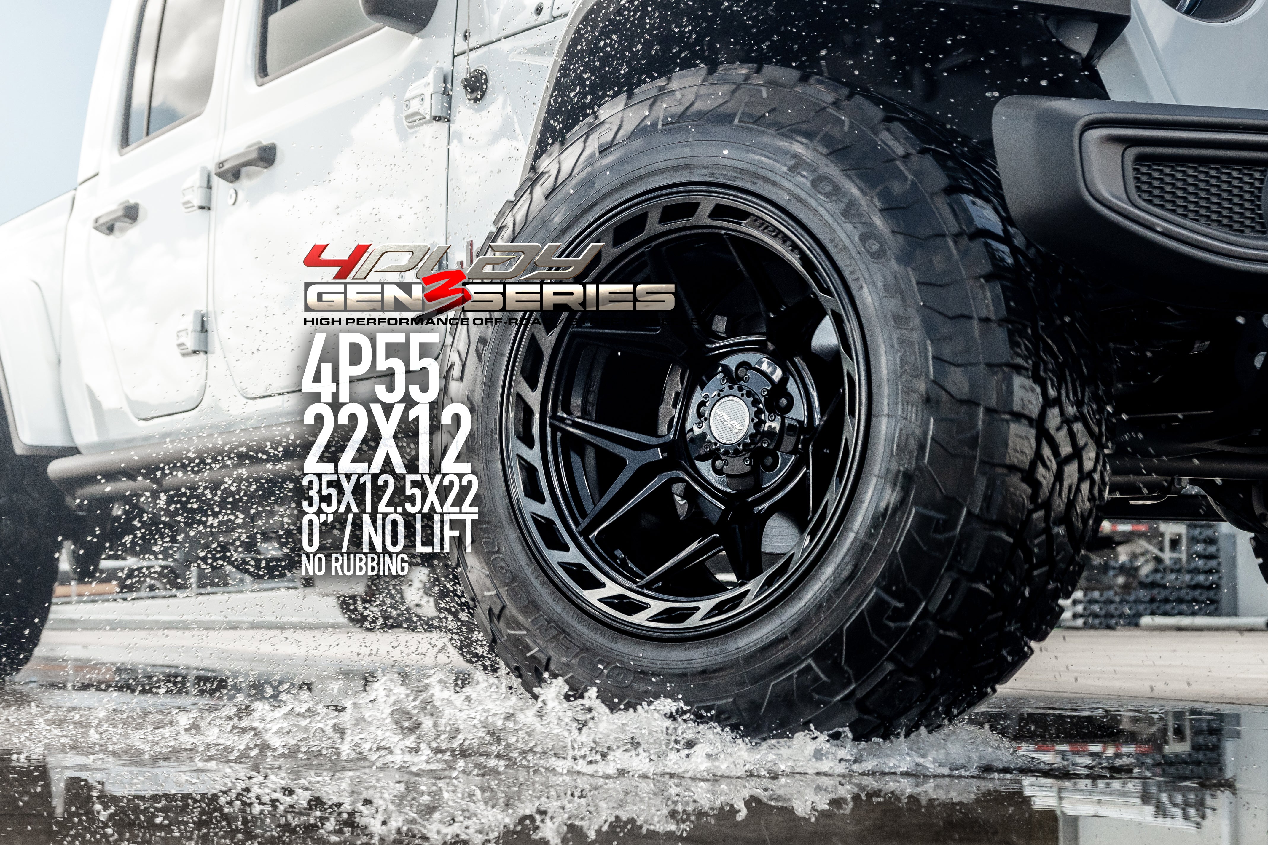 4PLAY 4P55-20120-5D55-44BBT Gen3 20x12 5x5" & 5x5.5" -44et in Brushed Black