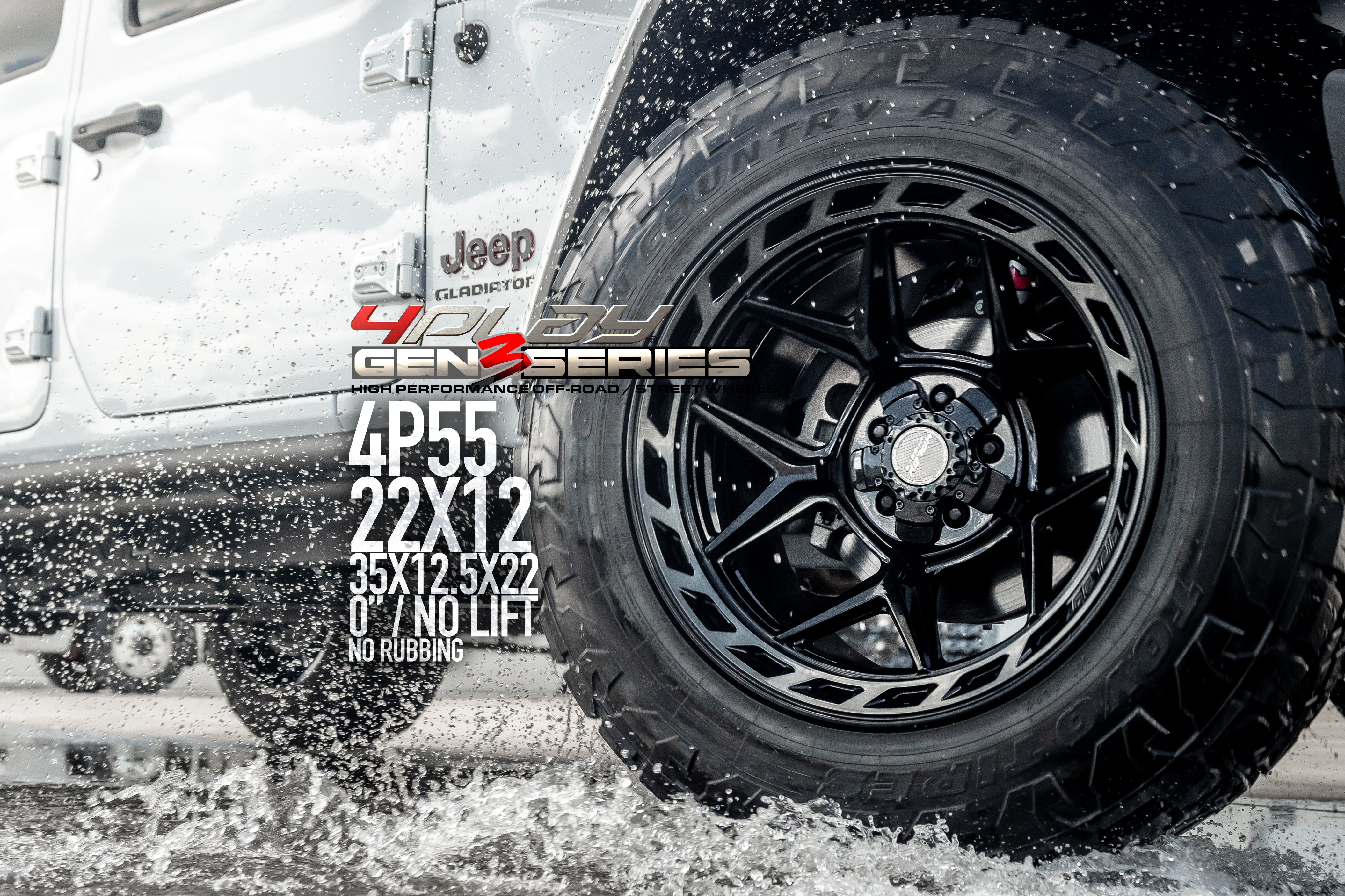 4PLAY 4P55-20100-5D55-18BBT Gen3 20x10 5x5" & 5x5.5" -18et in Brushed Black