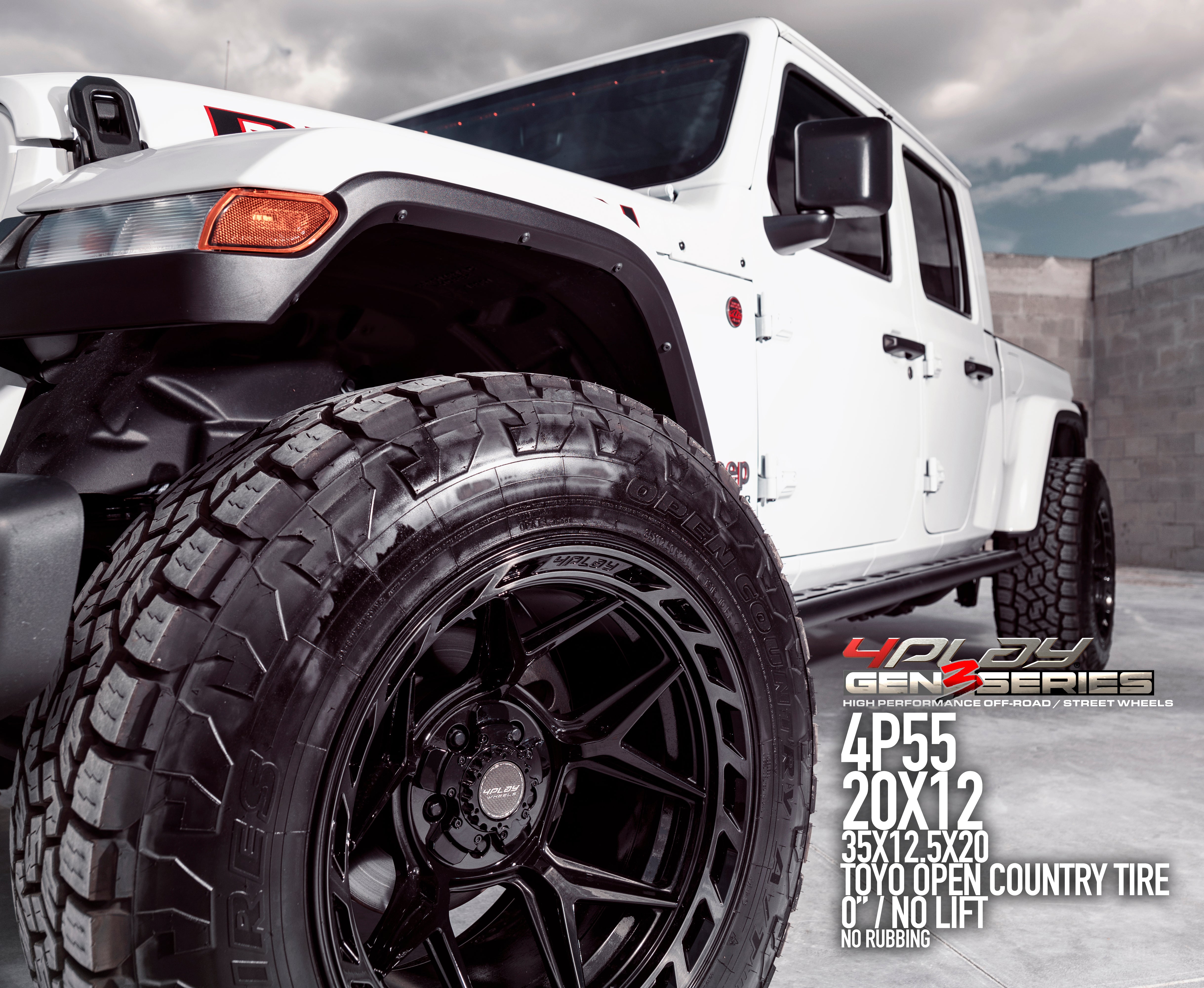 4PLAY 4P55-20120-5D55-44BBT Gen3 20x12 5x5" & 5x5.5" -44et in Brushed Black