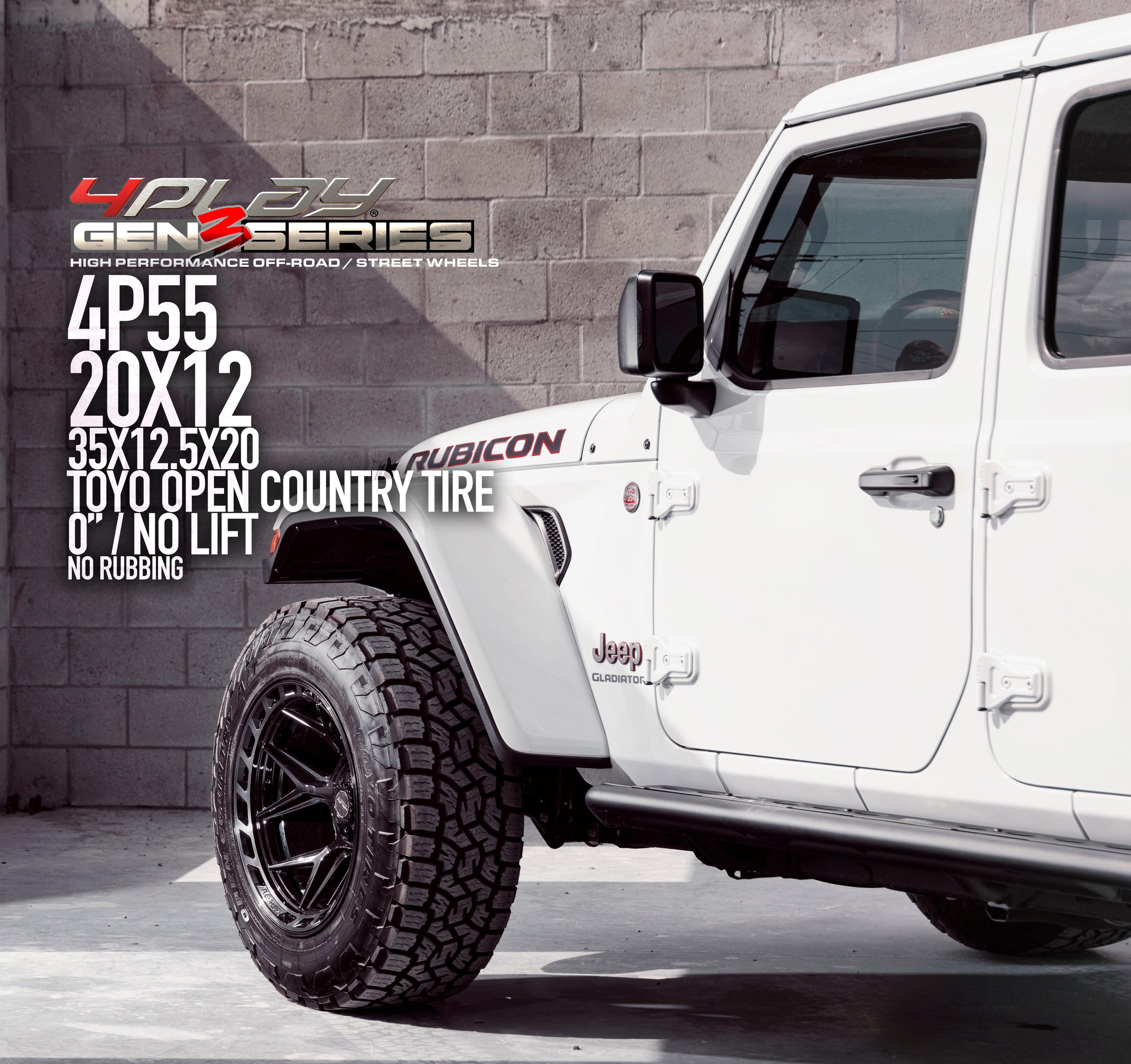 4PLAY 4P55-20120-5D55-44BBT Gen3 20x12 5x5" & 5x5.5" -44et in Brushed Black