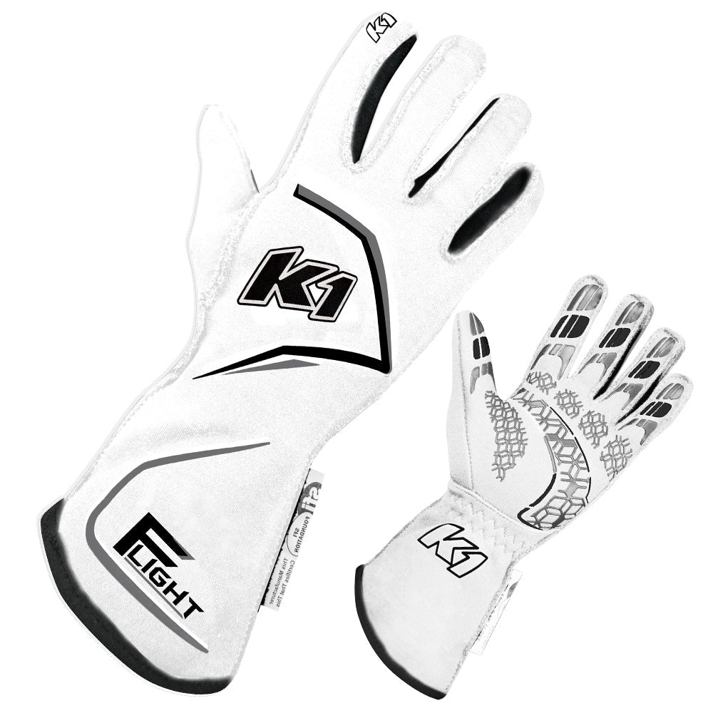 K1 RACEGEAR 23-FLT-WG-XL Gloves Flight X-Large White