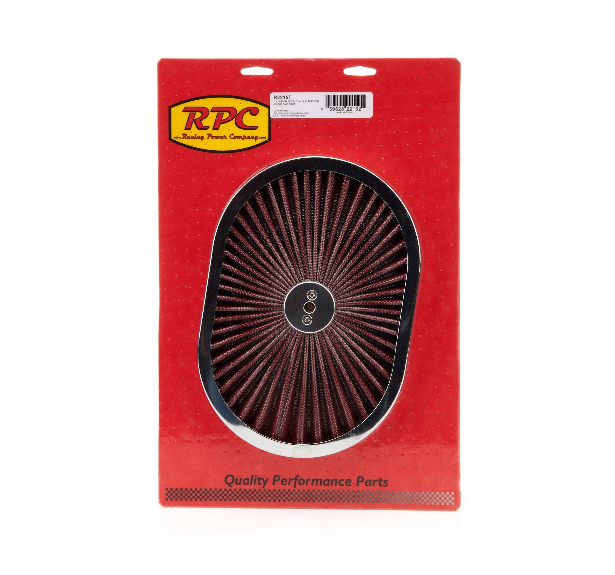 RACING POWER R2215T 12in Super Flow Oval Air Cleaner Red Mesh