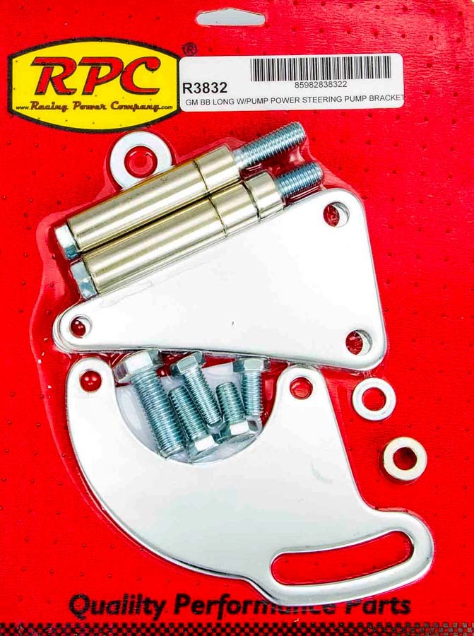 RACING POWER R3832 BBC Saginaw Power Steer Bracket Lwp Chrome