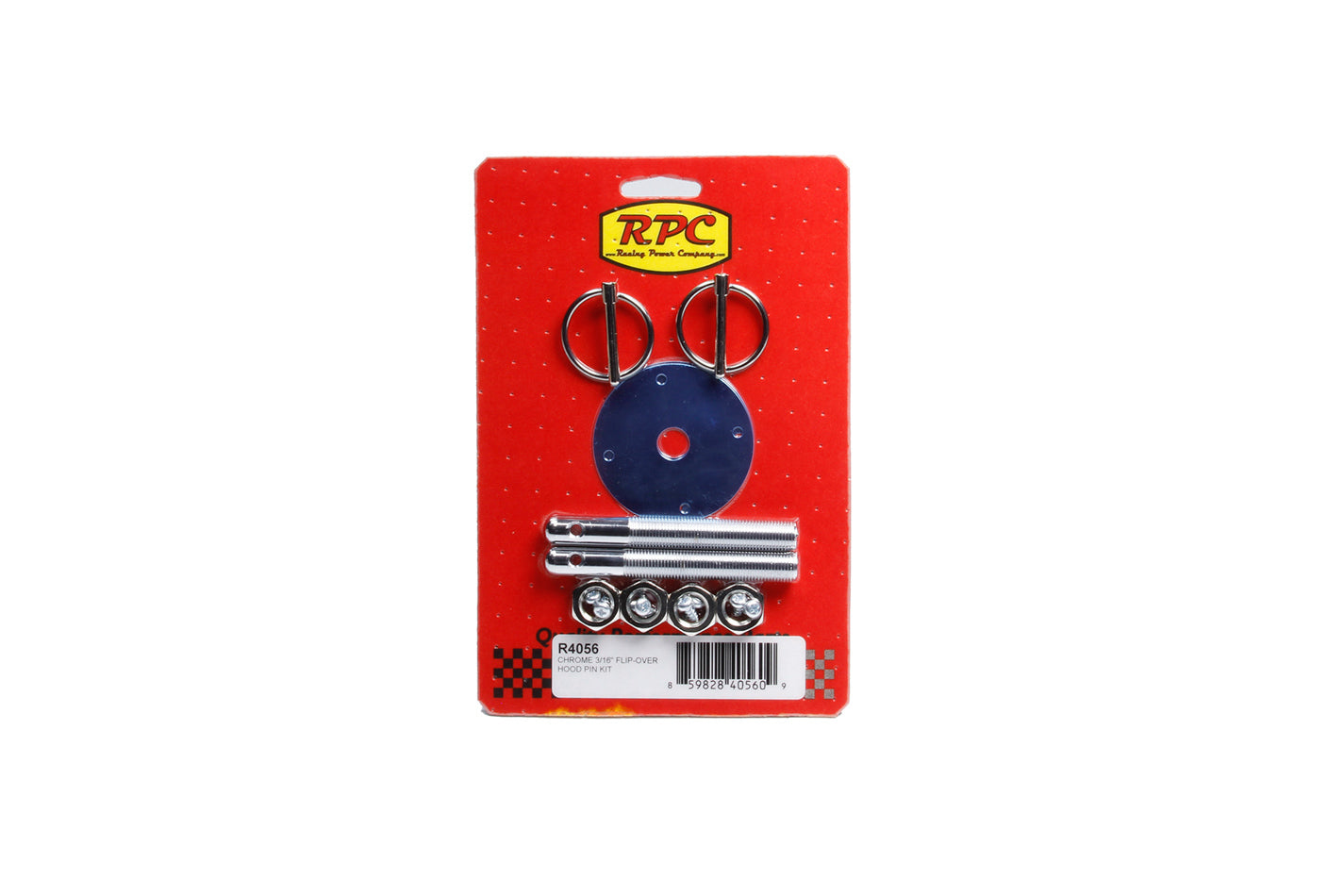 RACING POWER R4056 Chrome 3/16In Flip-Over Hood Pin Kit - Steel