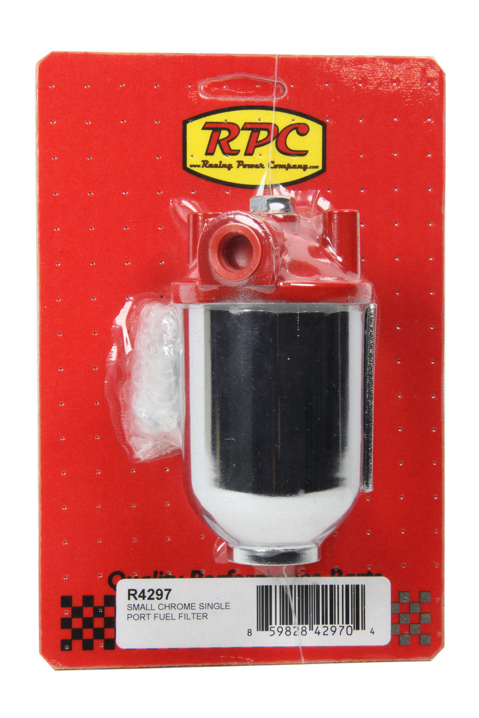 RACING POWER R4297 Small Chrome Single Por t Fuel Filter
