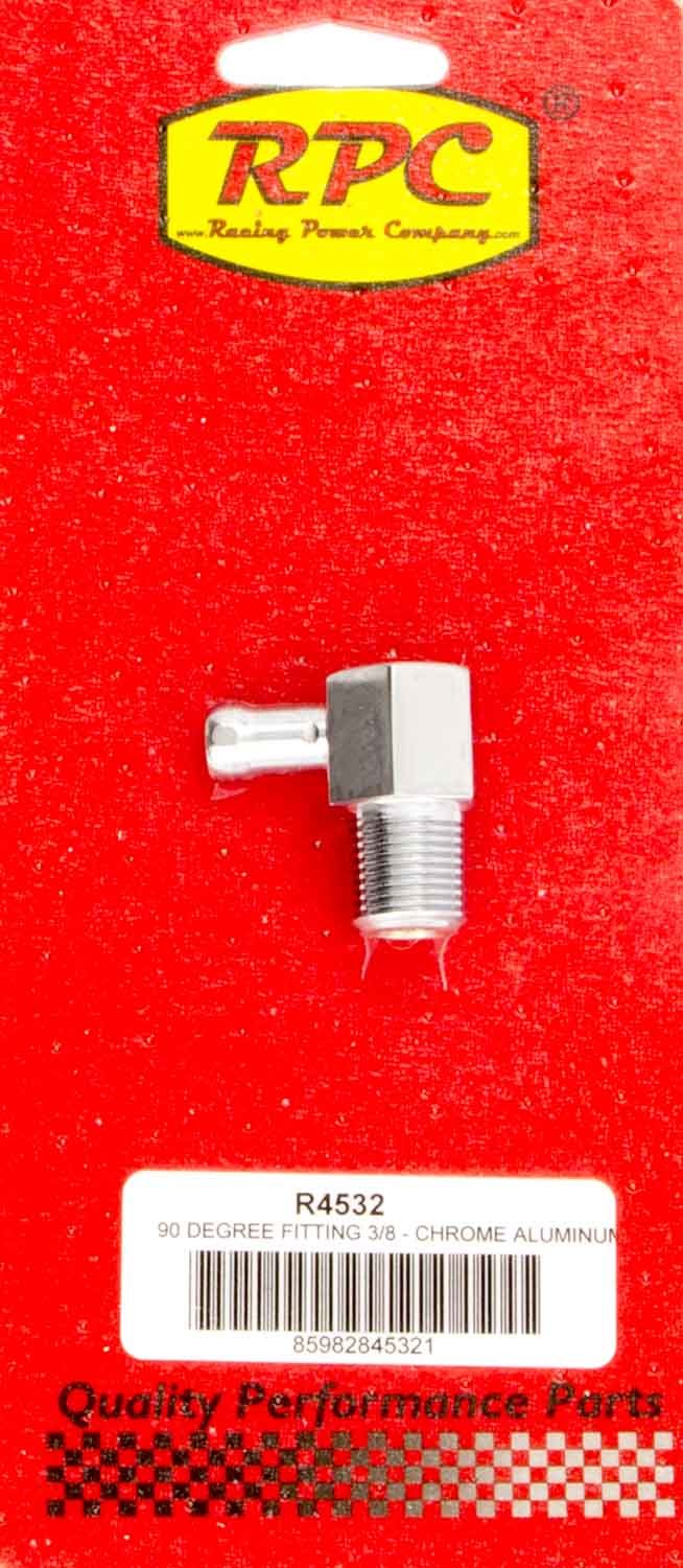 RACING POWER R4532 90 Degree Fitting 3/8in Aluminum Chrome