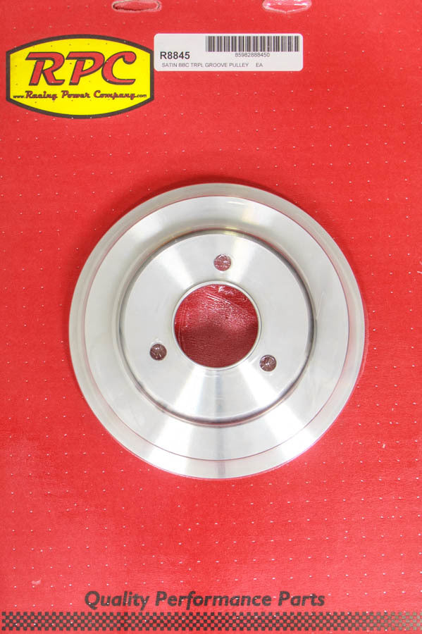 RACING POWER R8845 BBC 3 Goove Crank Pulley Long W/P Satin