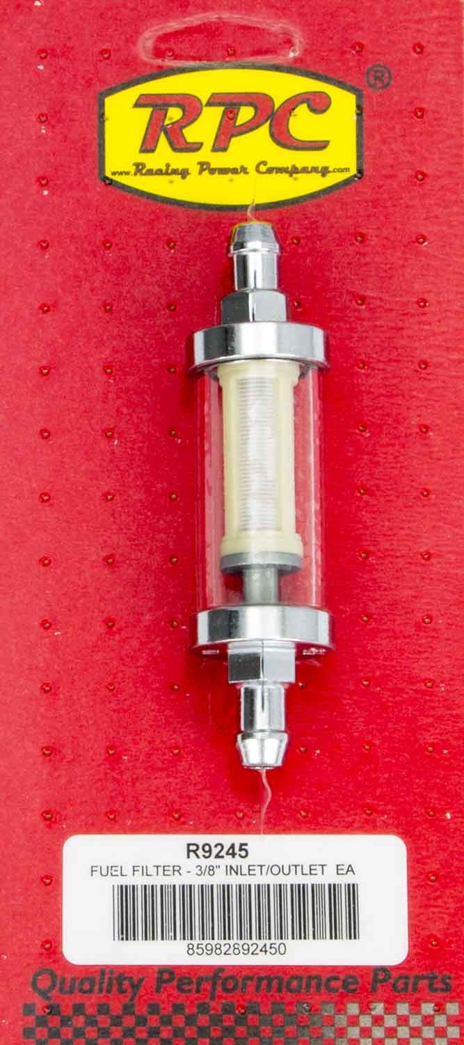 RACING POWER R9245 3/8in Chrome/Clear Fuel Filter