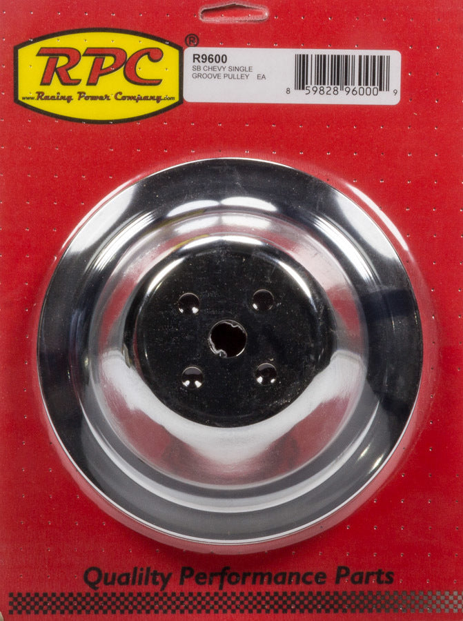 RACING POWER R9600 Chrome Steel Water Pump Pulley fits SBC Short 7.1 Dia