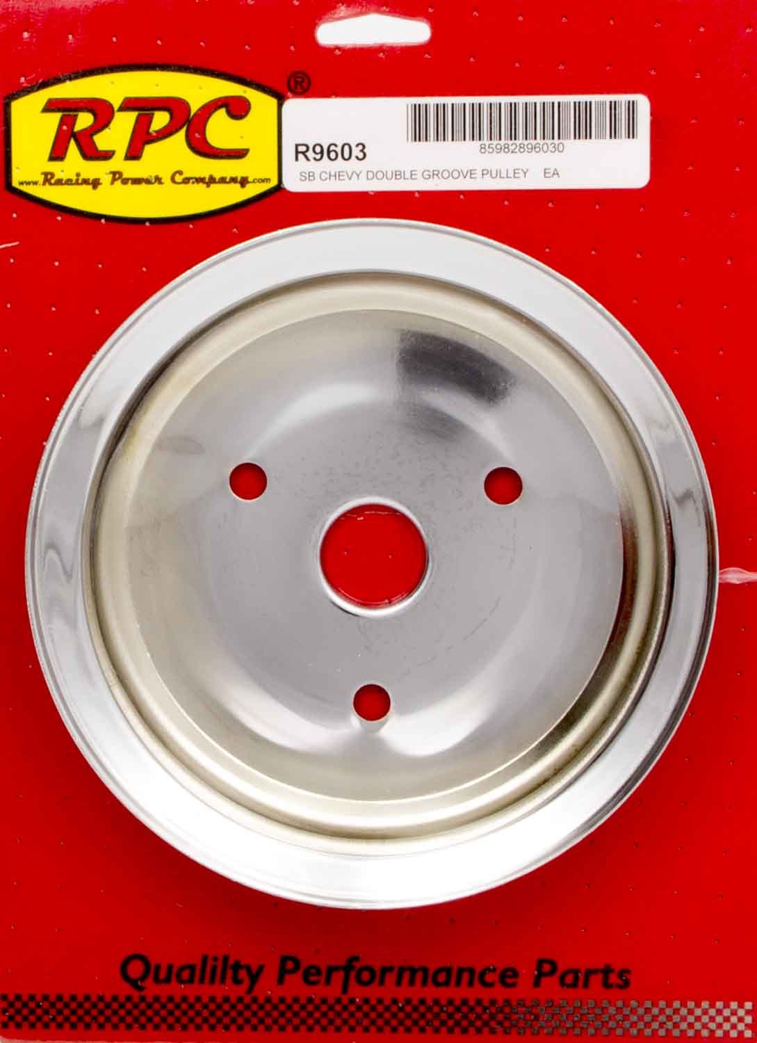 RACING POWER R9603 fits SBC 2GROOVE CRANK PULLEY SHORT PUMP CHROME